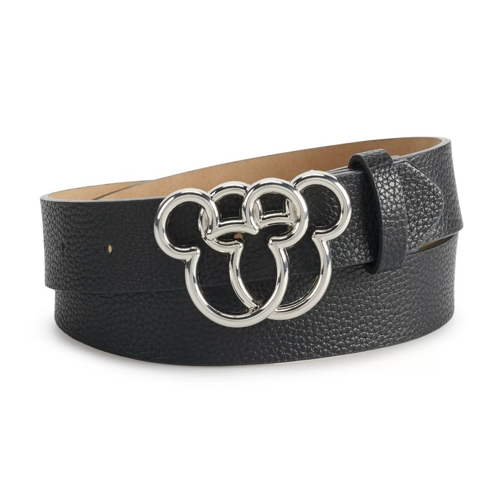Disney Black Belt with Silver Mickey Mouse Buckle
